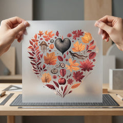 Fall Leaves Heart Autumn Thanksgiving Fall Ready to Press DTF Transfer for Dtf