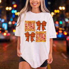 Fall Plaid Bow Pumpkin Halloween Fall Ready to Press DTF Transfer for Dtf