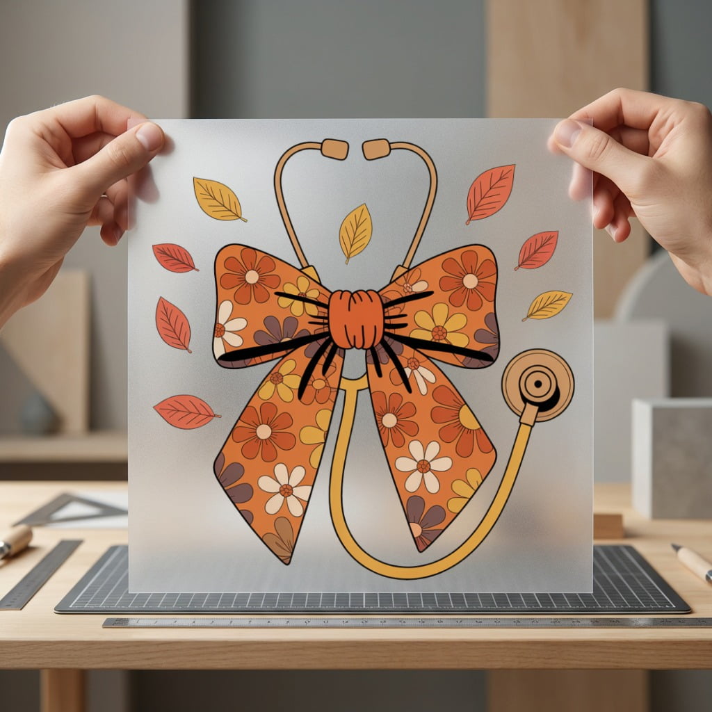Fall Stethoscope Bow Retro Fall Autumn Ready to Press DTF Transfer for Dtf