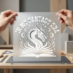 Fantasy Era Dragon Book Vintage Retro Ready to Press DTF Transfer for Dtf