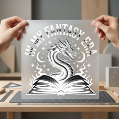 Fantasy Era Dragon Book Vintage Retro Ready to Press DTF Transfer for Dtf