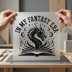 Fantasy Era Dragon Book Vintage Retro Ready to Press DTF Transfer for Dtf