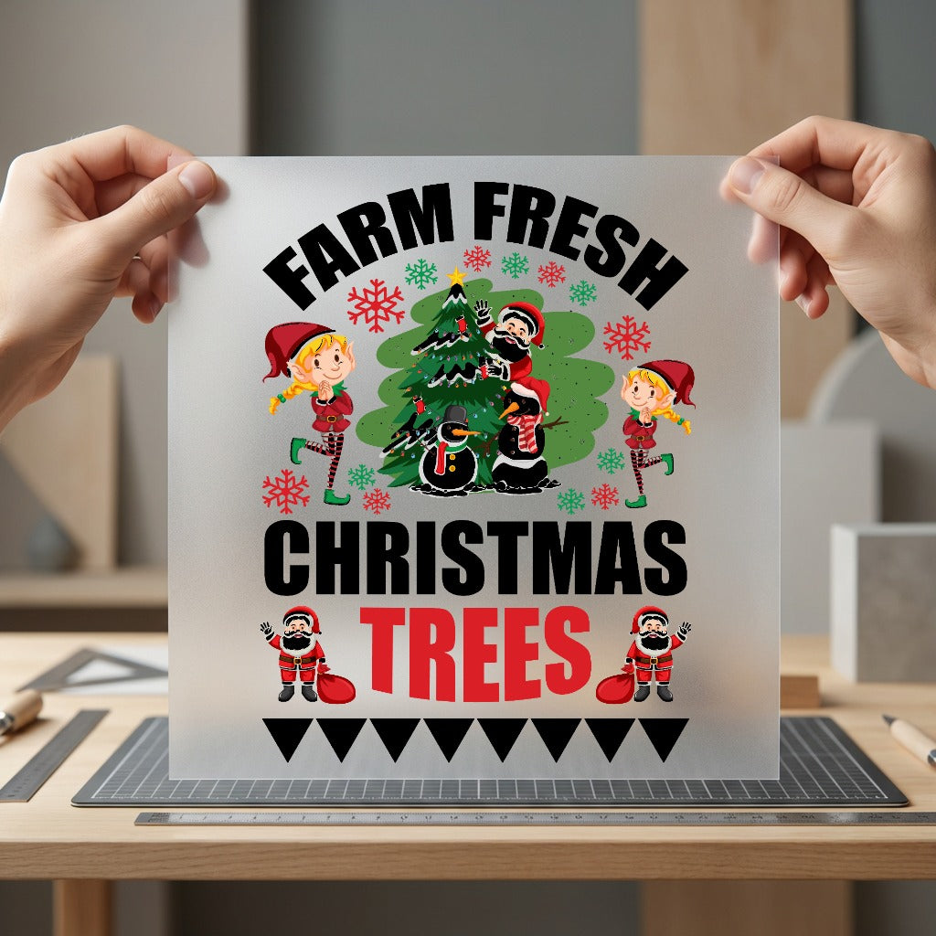 Farm Fresh Christmas Trees Christmas Ready to Press DTF Transfer for Dtf