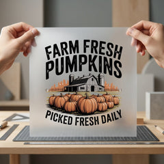 Farm Fresh Pumpkins Autumn Usa Halloween Ready to Press DTF Transfer for Dtf