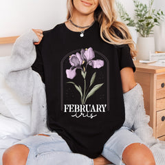 February Iris Birth Month Vintage Retro Ready to Press DTF Transfer for Dtf
