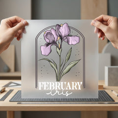 February Iris Birth Month Vintage Retro Ready to Press DTF Transfer for Dtf
