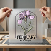 February Iris Birth Month Vintage Retro Ready to Press DTF Transfer for Dtf