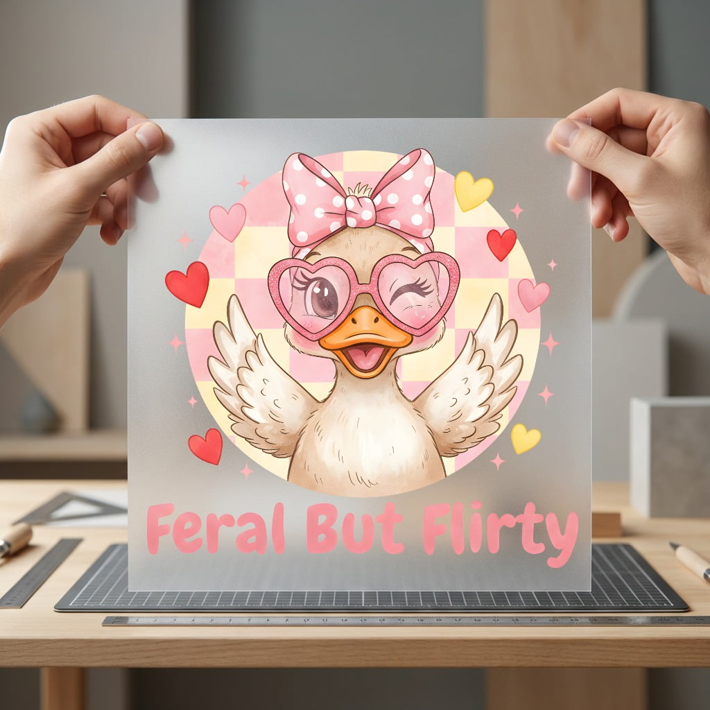 Feral But Flirty Duck Valentine Aesthetic Ready to Press DTF Transfer for Dtf