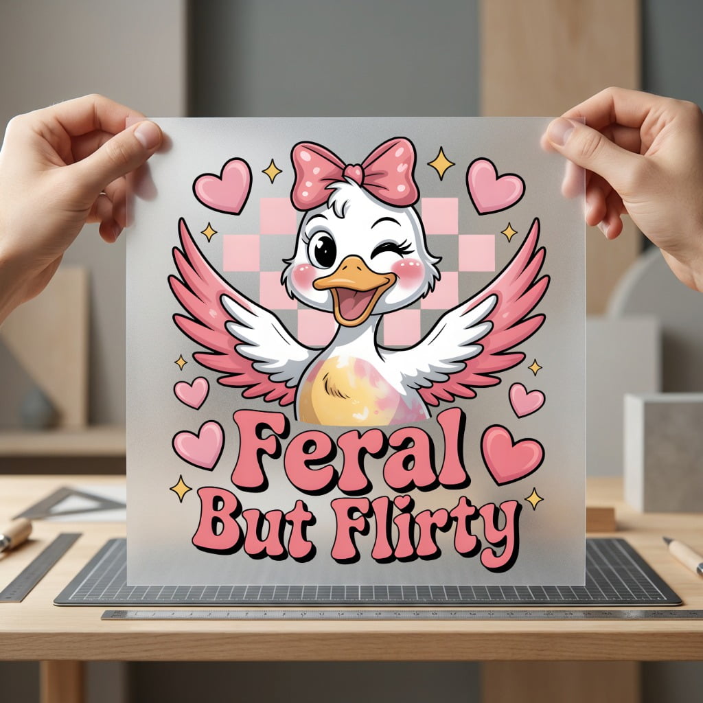 Feral But Flirty Duck Valentine Funny Ready to Press DTF Transfer for Dtf