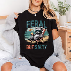 Feral But Salty Raccoon Summer Funny Ready to Press DTF Transfer for Dtf