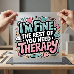 Fine You Need Therapy Funny Sarcastic Ready to Press DTF Transfer for Dtf