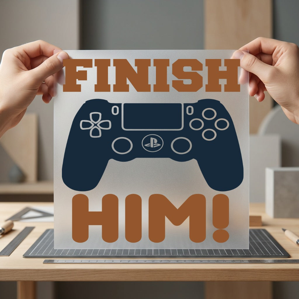 Finish Him Controller Gamer Funny Sarcastic Ready to Press DTF Transfer for Dtf