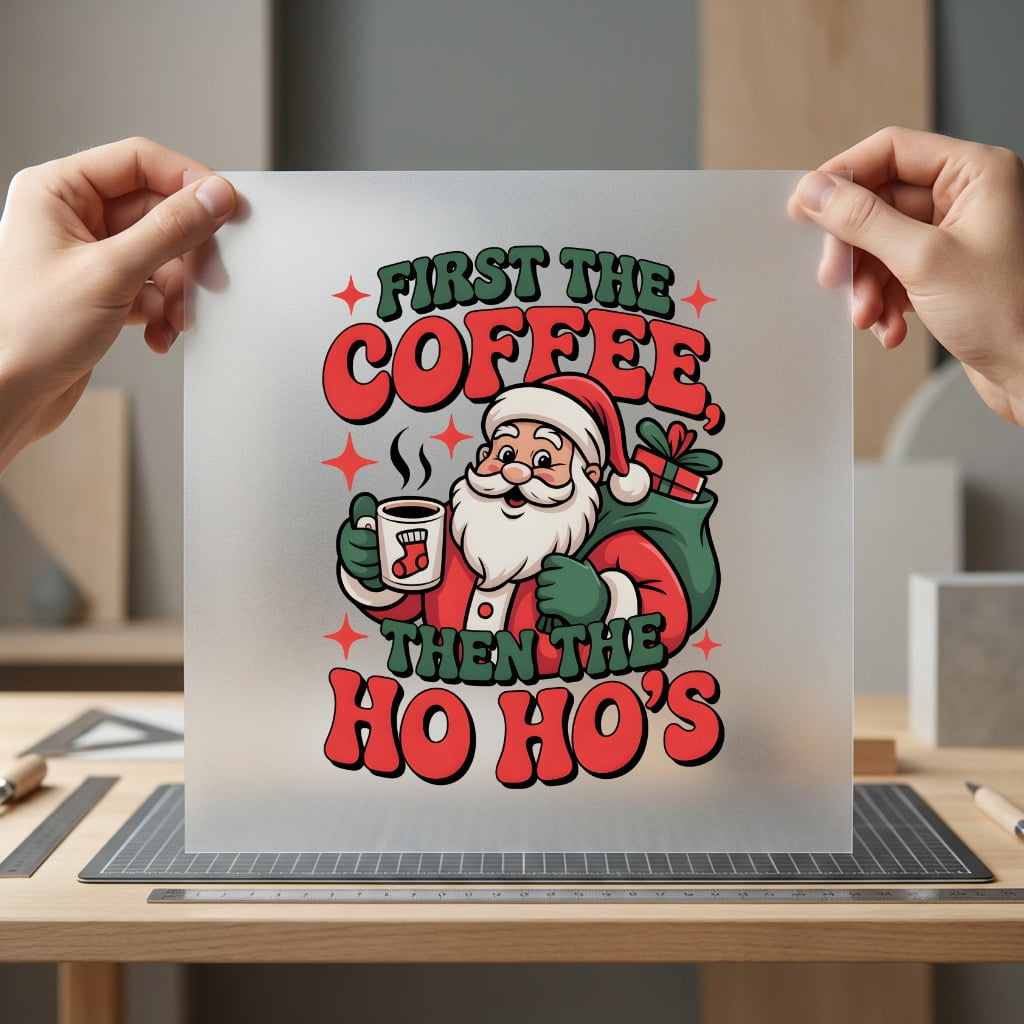 First Coffee Then Retro Christmas Funny Ready to Press DTF Transfer for Dtf