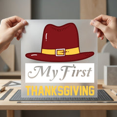 First Thanksgiving Pilgrim Hat Thanksgiving Autumn Ready to Press DTF Transfer for Dtf