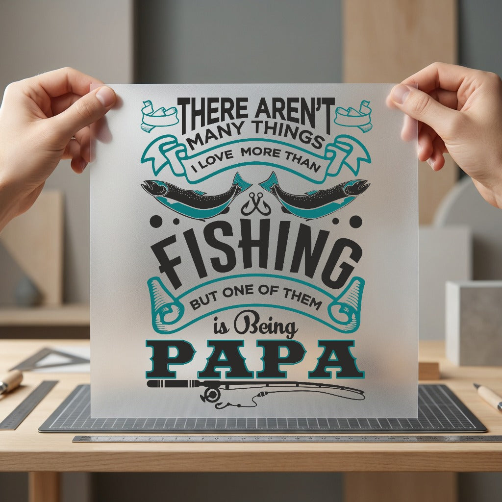 Fishing Papa Outdoor Diy Dad Papa Ready to Press DTF Transfer for Dtf