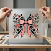 Floral Bow Wreath Elegant Aesthetic Floral Ready to Press DTF Transfer for Dtf