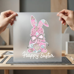 Floral Bunny Happy Easter Easter Spring Ready to Press DTF Transfer for Dtf