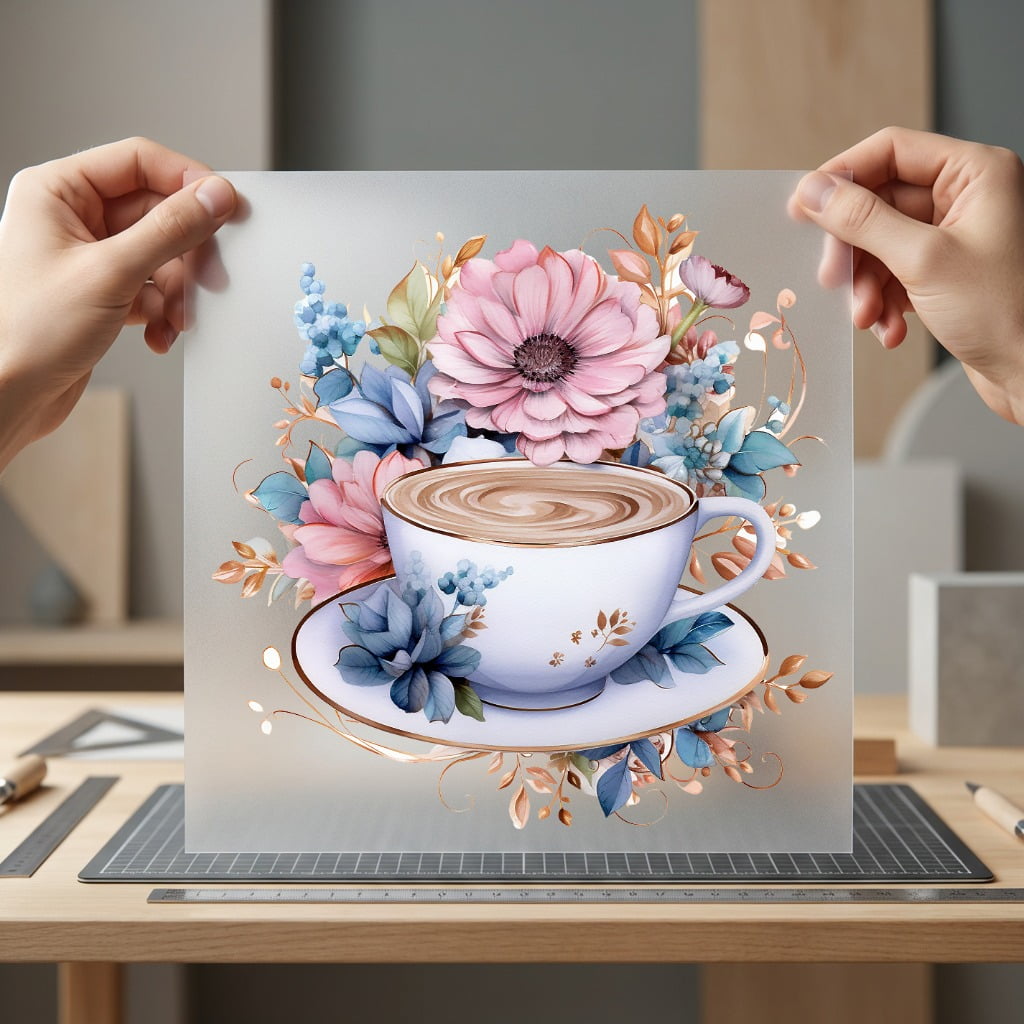 Floral Coffee Cup Vintage Floral Ready to Press DTF Transfer for Dtf