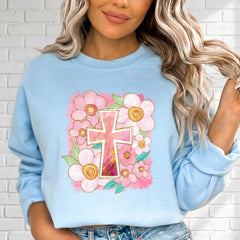 Floral Cross Design | Faith & Spring Bloom Sweatshirt - Luckets.com