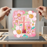Floral Cross Sparkle Accents Faith Easter Ready to Press DTF Transfer for Dtf