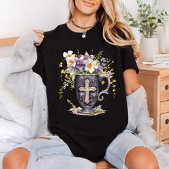 Floral Cross Vintage Diy Faith Vintage Ready to Press DTF Transfer for Dtf
