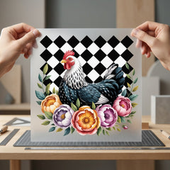 Floral Farmhouse Rooster Retro Pet Ready to Press DTF Transfer for Dtf