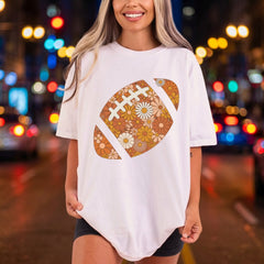 Floral Football Retro Boho Retro Boho Ready to Press DTF Transfer for Dtf