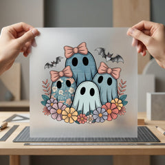 Floral Ghost Family Spooky Halloween Fall Ready to Press DTF Transfer for Dtf