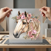 Floral Horse Head Elegant Boho Aesthetic Ready to Press DTF Transfer for Dtf