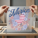 Floral Merica Patriotic Diy 4th Of July Patriotic Ready to Press DTF Transfer for Dtf