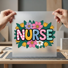 Floral Nurse Retro Style Nurse Retro Ready to Press DTF Transfer for Dtf