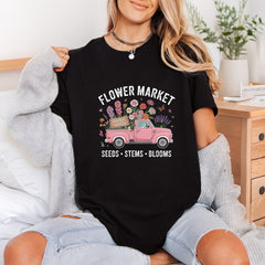 Flower Market Pink Truck Vintage Retro Ready to Press DTF Transfer for Dtf