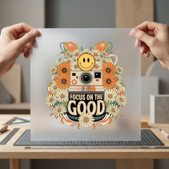 Focus Good Retro Camera Vintage Retro Ready to Press DTF Transfer for Dtf