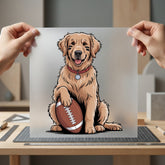 Football Golden Retriever Game Mom Dad Ready to Press DTF Transfer for Dtf