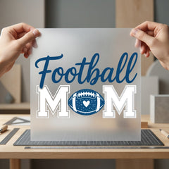 Football Mom Blue Script Mom Vintage Ready to Press DTF Transfer for Dtf