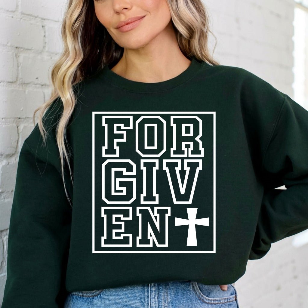 Forgiven with Cross | Grace & Redemption Sweatshirt - Luckets.com