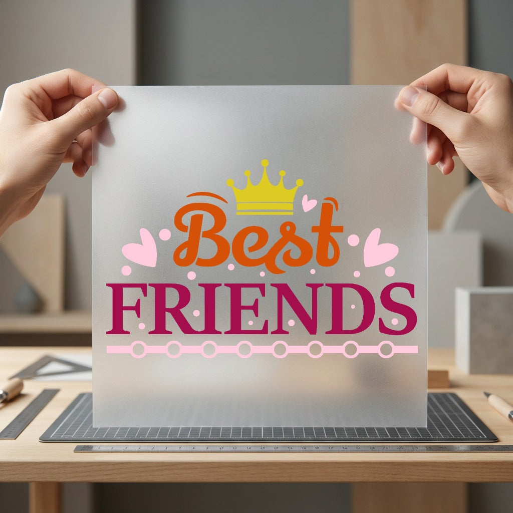 Friends Crown Pink Orange Family & Relationships Collection Couples Collection Ready to Press DTF Transfer for Dtf