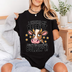 Funny Cow Checked Receipt Funny Sarcastic Ready to Press DTF Transfer for Dtf
