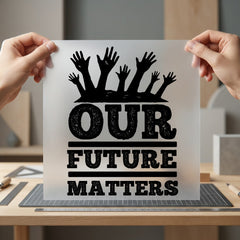 Future Matters Raised Hands Vintage Retro Ready to Press DTF Transfer for Dtf
