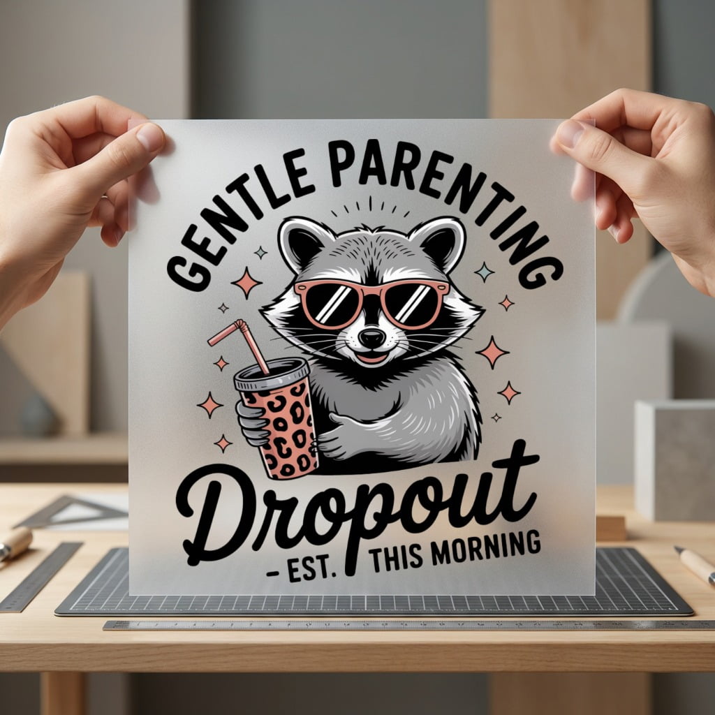 Gentle Parenting Dropout Racoon Mom Dad Ready to Press DTF Transfer for Dtf