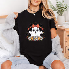Ghost Bow Flowers Spooky Halloween Fall Ready to Press DTF Transfer for Dtf