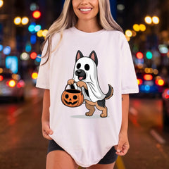 Ghost German Shepherd Halloween Halloween Autumn Ready to Press DTF Transfer for Dtf
