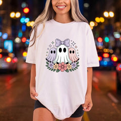 Ghost Trio Floral Wreath Halloween Aesthetic Ready to Press DTF Transfer for Dtf