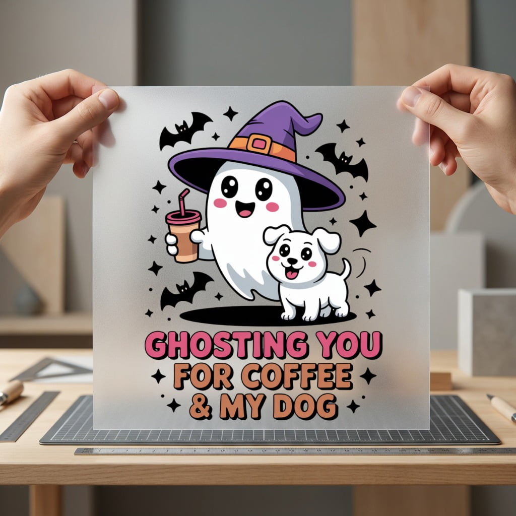 Ghosting You Coffee Dog Halloween Mom Ready to Press DTF Transfer for Dtf