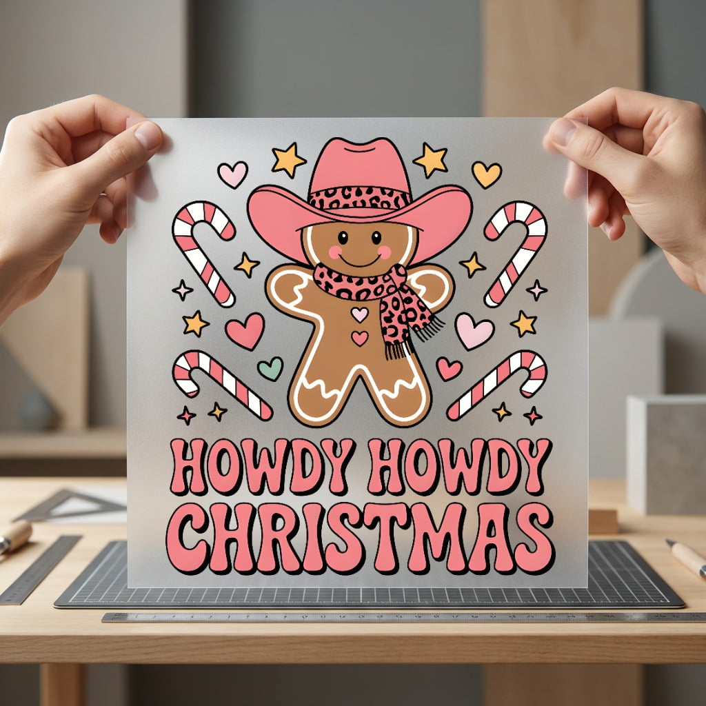 Gingerbread Cowboy Christmas Retro Usa Christmas Ready to Press DTF Transfer for Dtf