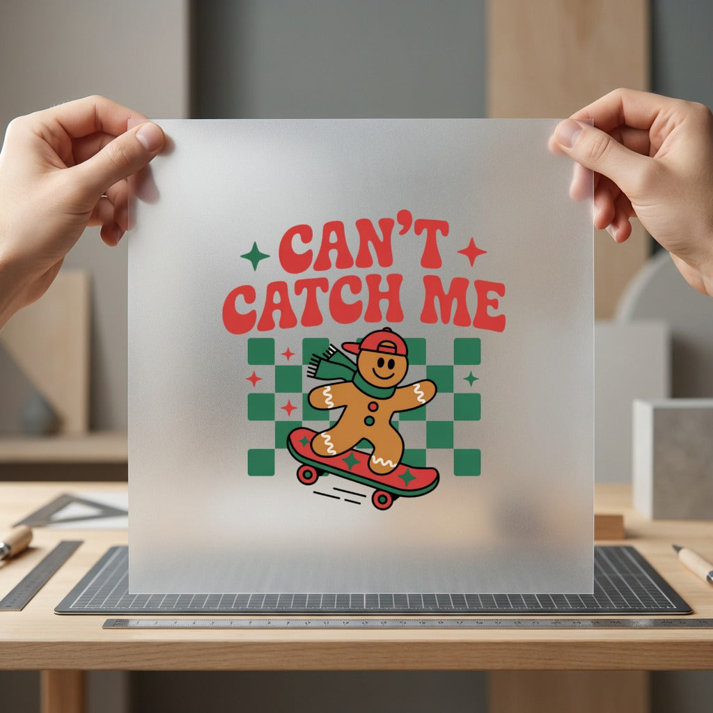 Gingerbread Skater Retro Christmas Christmas Funny Ready to Press DTF Transfer for Dtf
