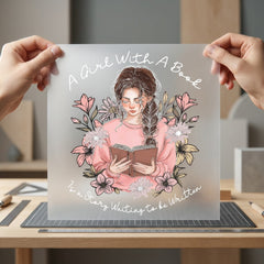 Girl Book Literary Floral Floral Ready to Press DTF Transfer for Dtf