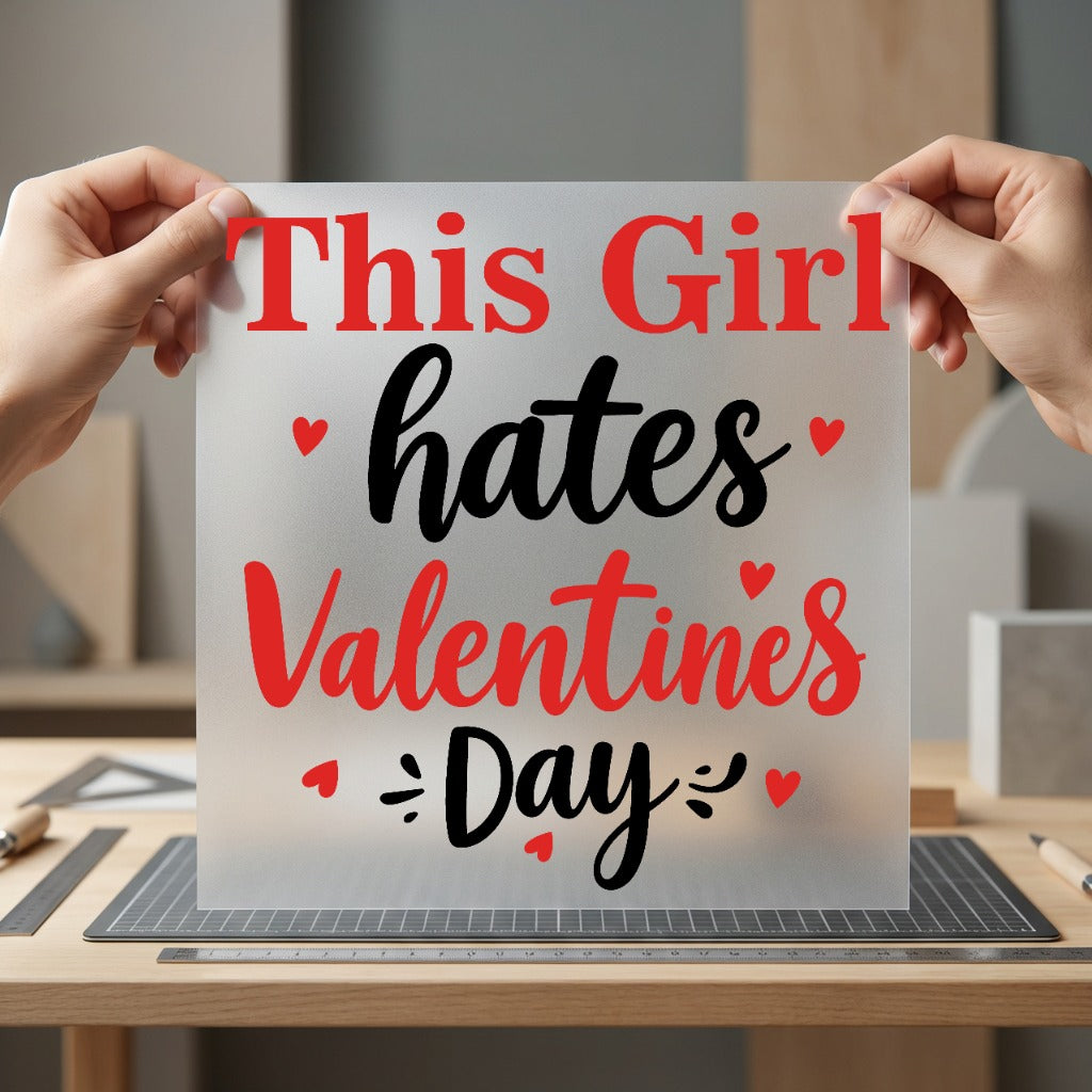 Girl Hates Valentines Day Valentine Funny Ready to Press DTF Transfer for Dtf