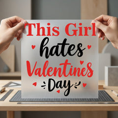 Girl Hates Valentines Day Valentine Funny Ready to Press DTF Transfer for Dtf