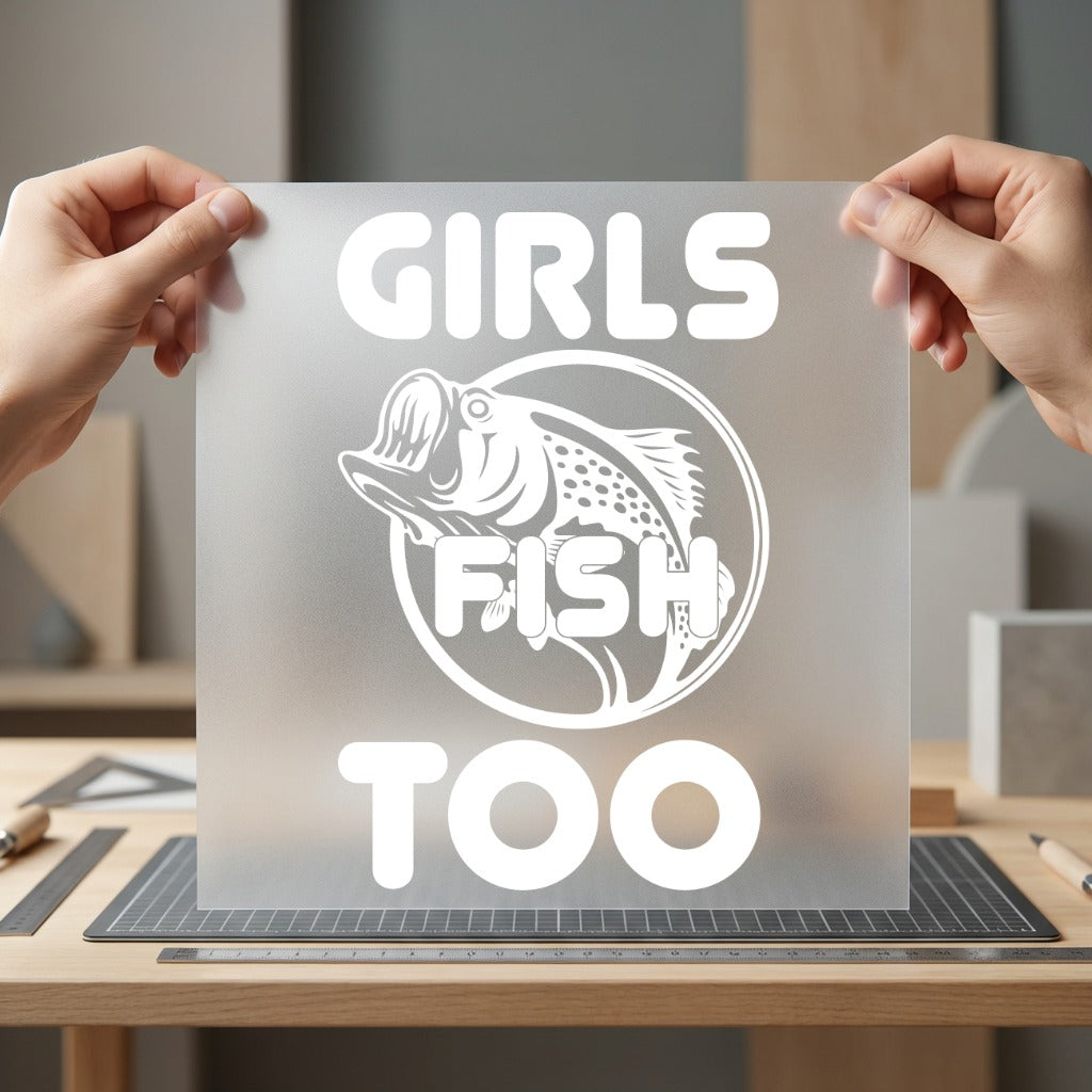 Girls Fish Too Bass Fishing Ready to Press DTF Transfer for Dtf